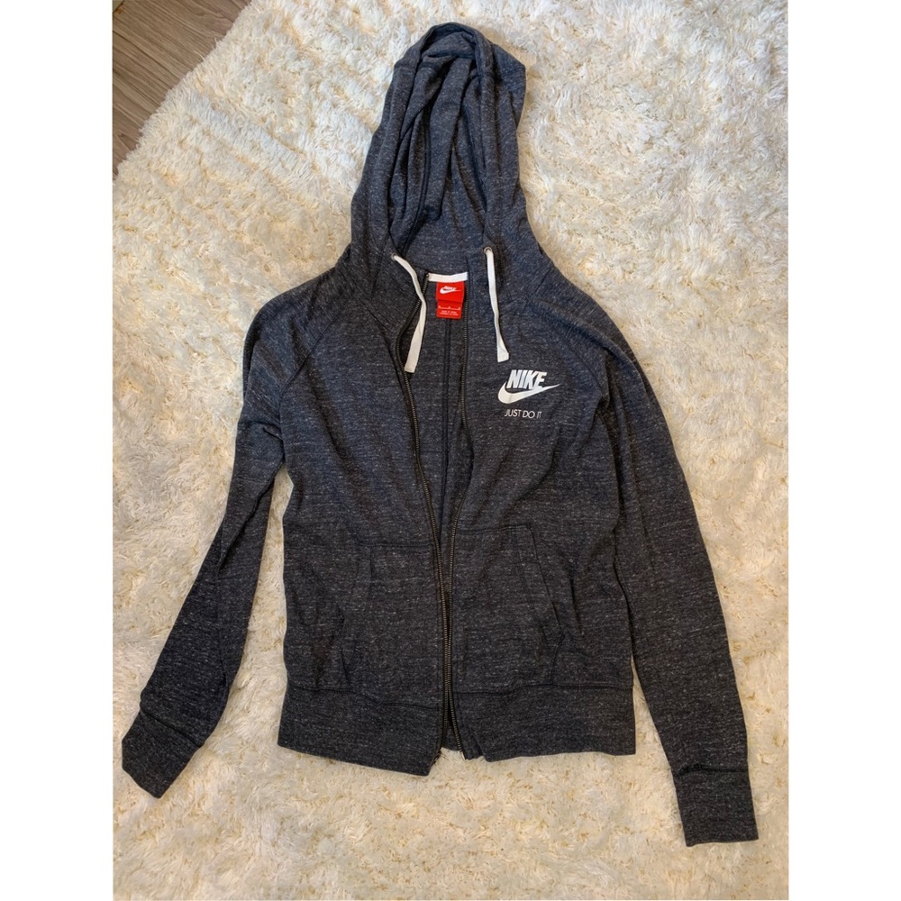Nike Dark Gray Cotton Full Zip Hoodie